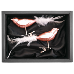 "slapende vogel" - vogel 8 cm | Kerstboomversiering roze mat