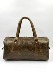 Håndlavet rejsetaske i mørk olivenlæder – Artisan 42 cm "Deep Forest" kompakt weekender & unisex duffel