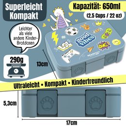 Leaf kan met compartimenten, licht en lek - sticker blauw