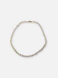 Genuine pearl choker necklace, delicate beaded chain, cream white pearls, elegant neck jewelry, classic style.