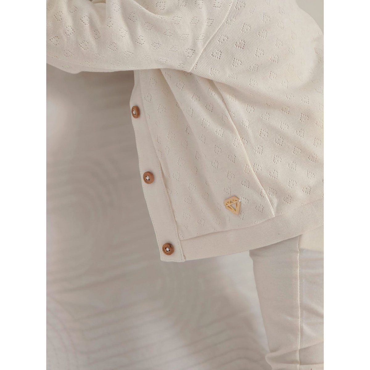 Cardigan Little Chiq Baby beige traforato