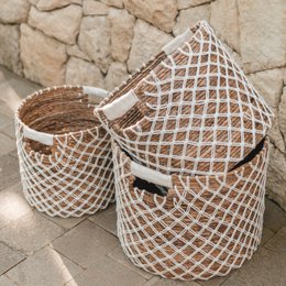 Panier de rangement PURA | Panier de plantes | Panier à linge (blanc) en fibre de banane (3 tailles)