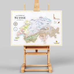 Large map of Switzerland, featuring geographical regions, major cities, and national borders. Suitable for wall decor in homes or offices.