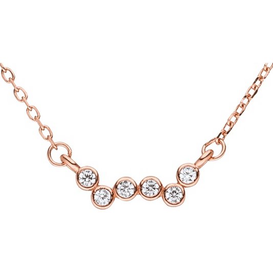 Chain with pendant 6 zirconia together 925 silver-rosé