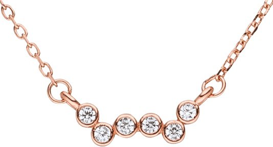Chain with pendant 6 zirconia together 925 silver-rosé