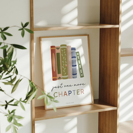 Poster reading books "One More Chapter" - art print book reading corner gift bookworm