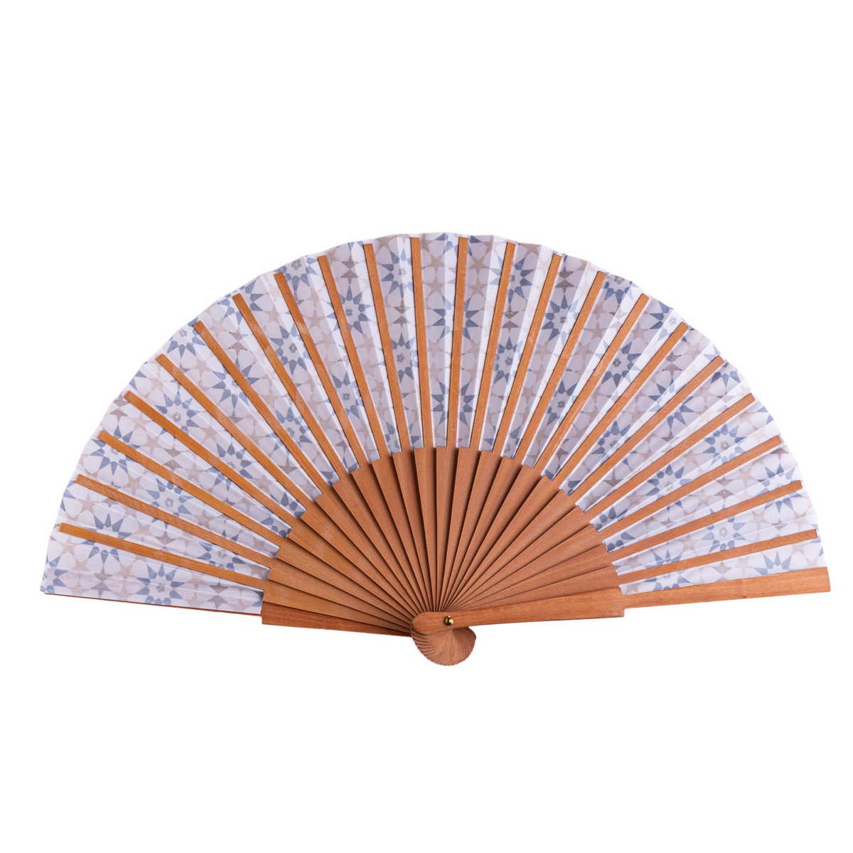 Star Tile Pattern Satin Hand Fan Ufuq 23 cm