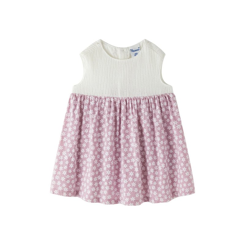 Babyjurkje met gebreide pas en mauve print BGV96541
