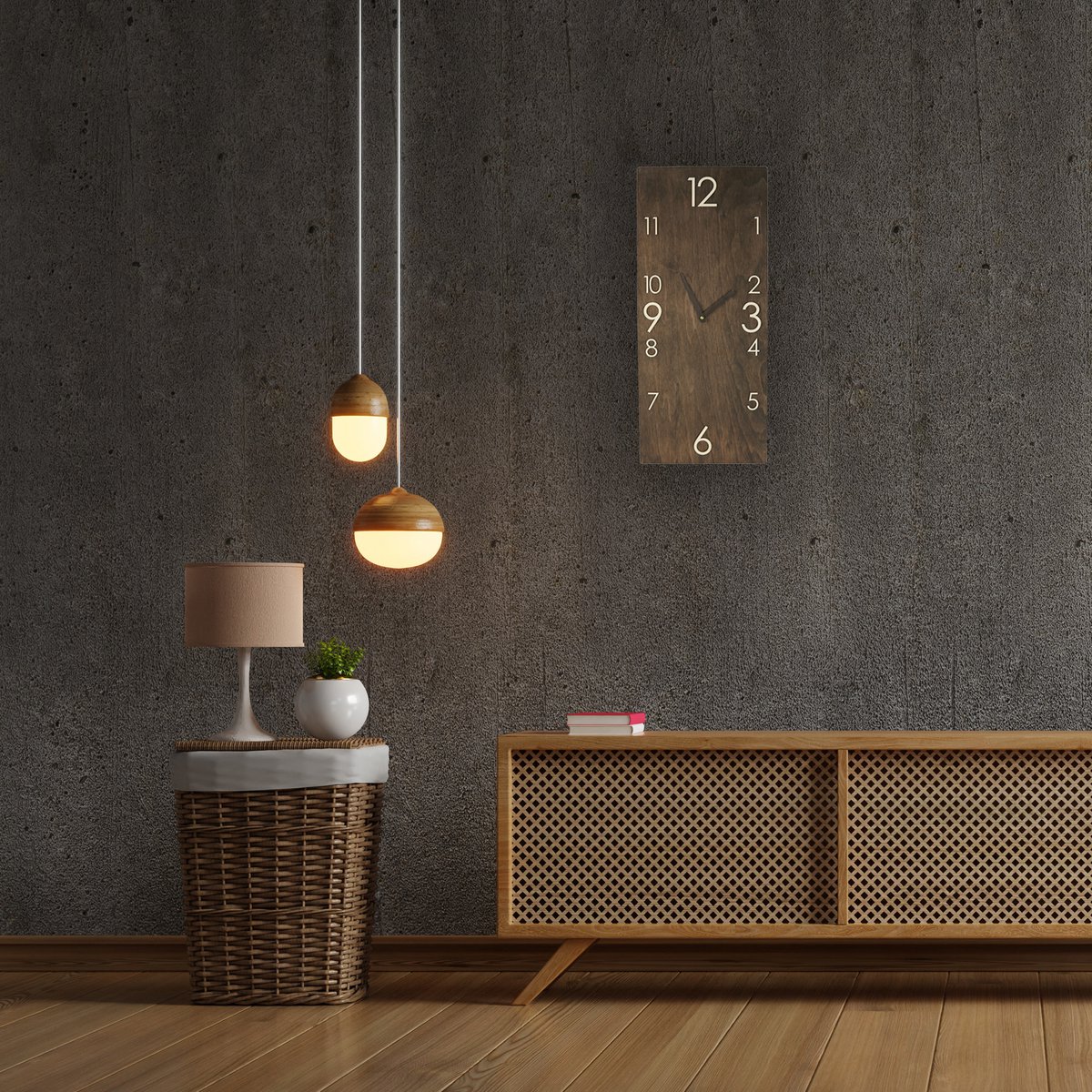Grote houten wandklok verticale rechthoek moderne boerderij