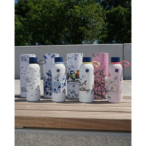 Water bottle forest birds - insulated - stainless steel