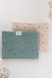 TISU muslin sæt, Sage Green + White Dot