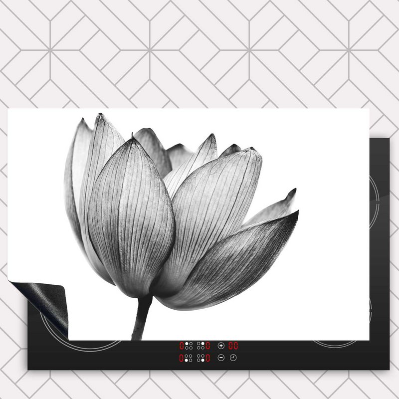 Inductie beschermer - Lotus in zwart-wit