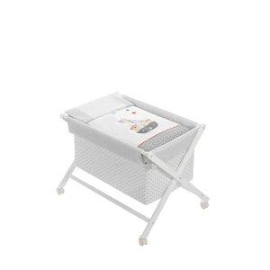 CRIB IN X IN WHITE BEECH + BEDDING + GARMENT + MATTRESS - MOD. PIRATA
