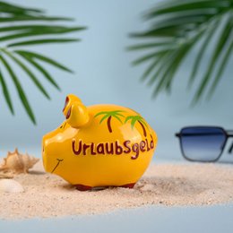 Sparschwein Company Sparschwein "Urlaubsgeld" aus Keramik, Gelb/Rot (B/H/T) 12,5x9x9cm Kleinschwein
