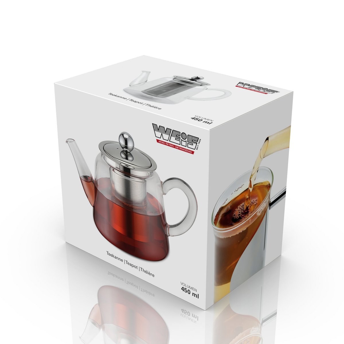 Czajnik ze szkła borokrzemianowego z filtrem do herbaty 450 ml
