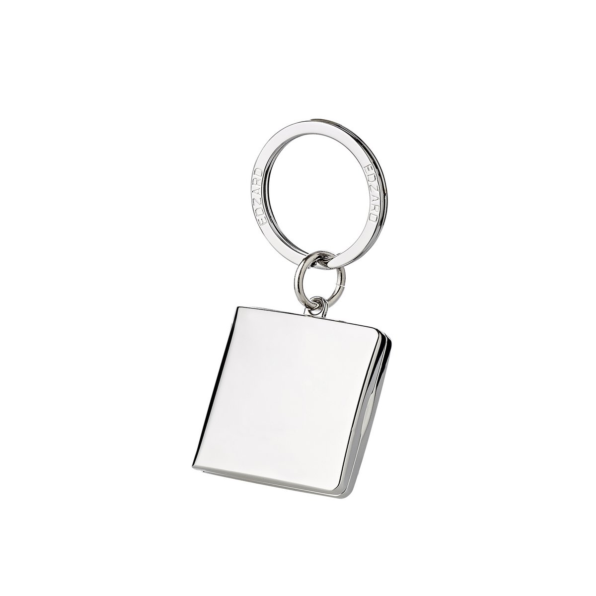 EDZARD sleutelhanger Quadro voor 2 foto's 3 x 3 cm, kan worden geopend, verzilverd, aanslagvast