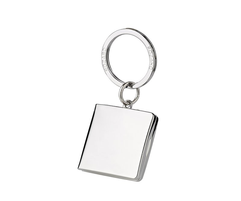 EDZARD sleutelhanger Quadro voor 2 foto's 3 x 3 cm, kan worden geopend, verzilverd, aanslagvast