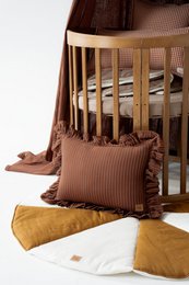Dosel infantil con volante "rayas marrones"