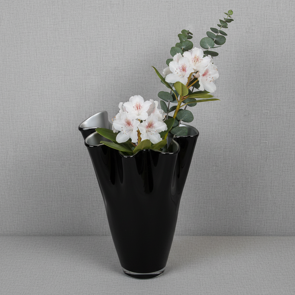 Vase glass wavy two-tone black silver glass vase table vase