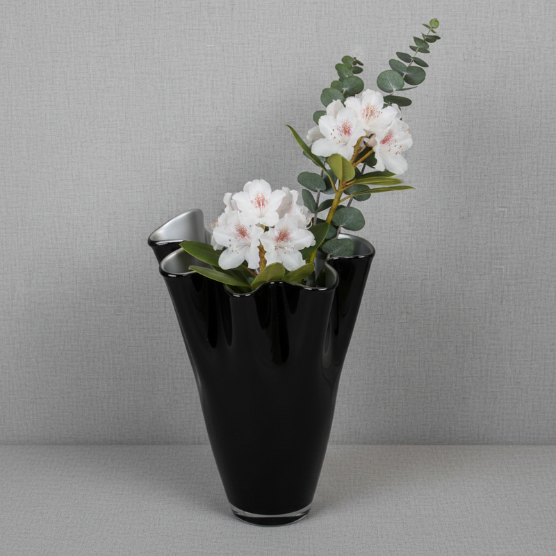 Vase glass wavy two-tone black silver glass vase table vase