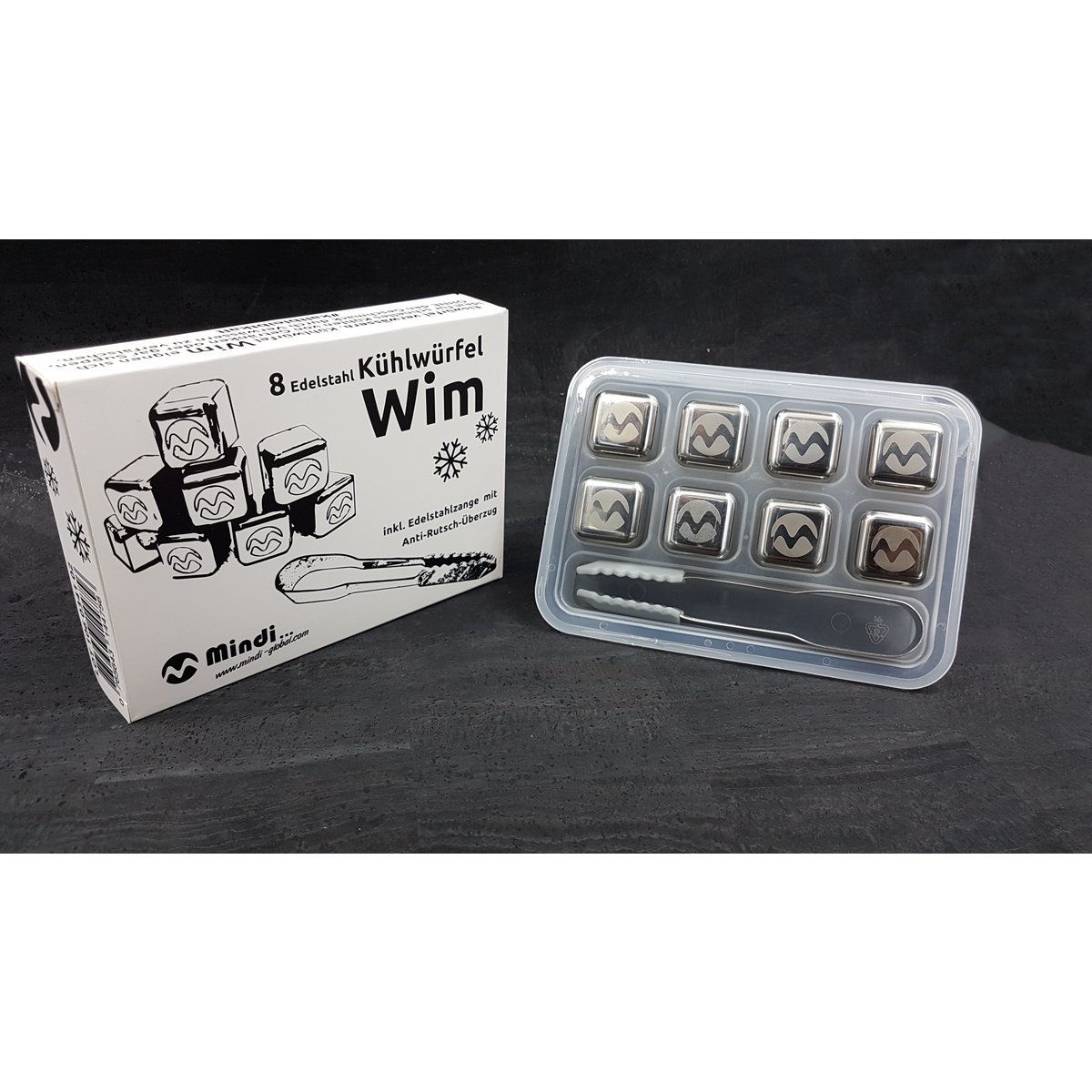 Cubetti di ghiaccio "Wim", set di 8 pinze incluse, acciaio inossidabile, lucidato a specchio