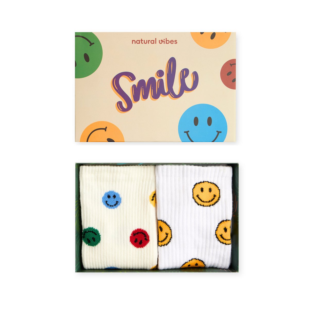 Organic socks gift set Smile, 2-pack - 2 pairs of colorful socks with smileys