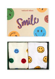 Organic socks gift set Smile, 2-pack - 2 pairs of colorful socks with smileys