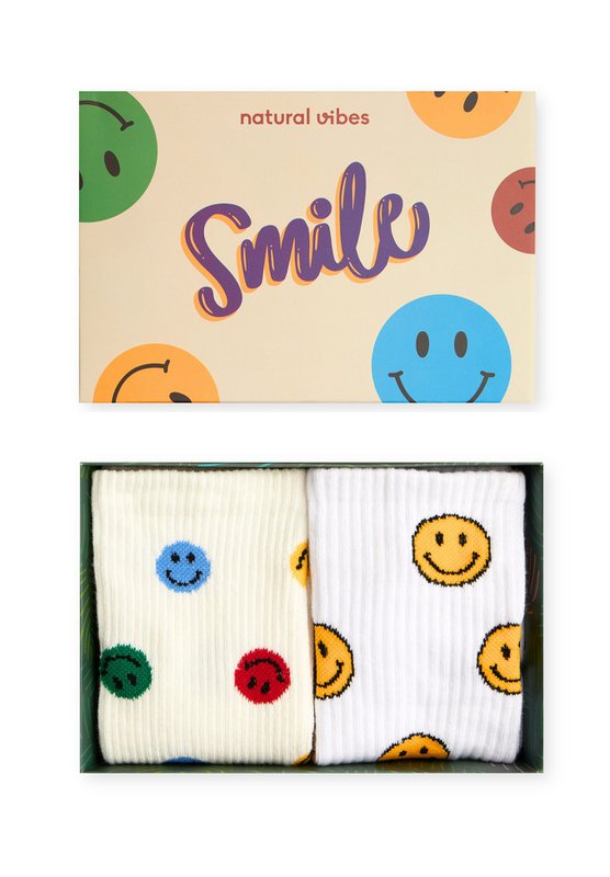Organic socks gift set Smile, 2-pack - 2 pairs of colorful socks with smileys