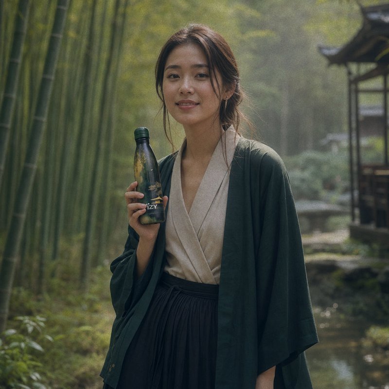 IZY Thermos Bottle - Bamboo Glow - 500ML To-Go Insulated Water Bottles