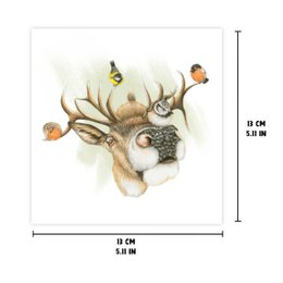 Hirsch-Grußkarte, 13 x 13 cm, Vögel, Karten, Tiere