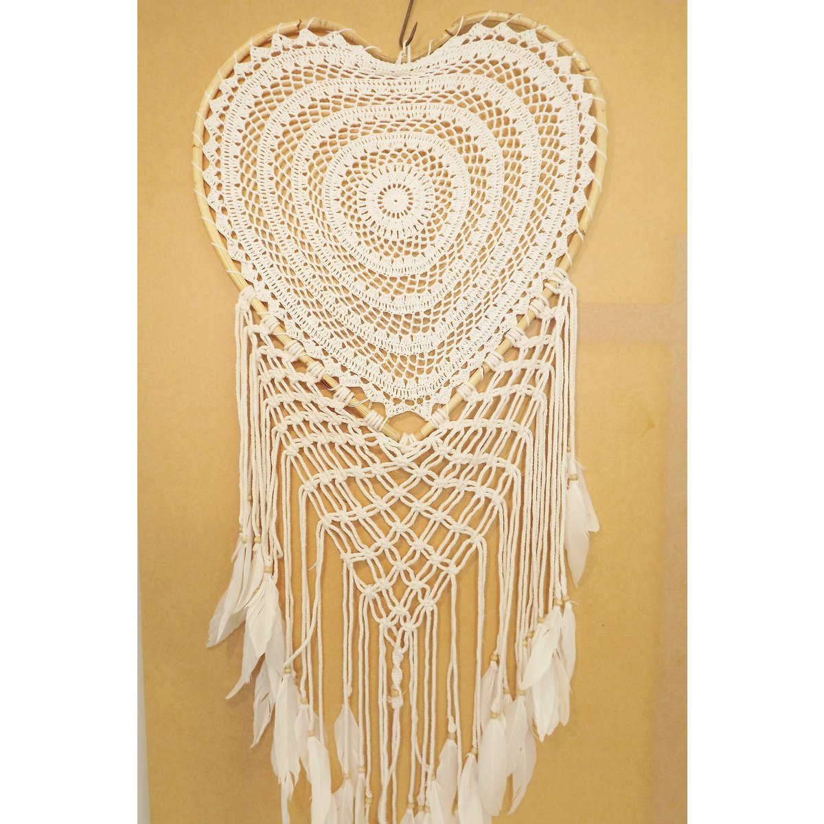 Attrape-rêves XL au crochet en forme de coeur