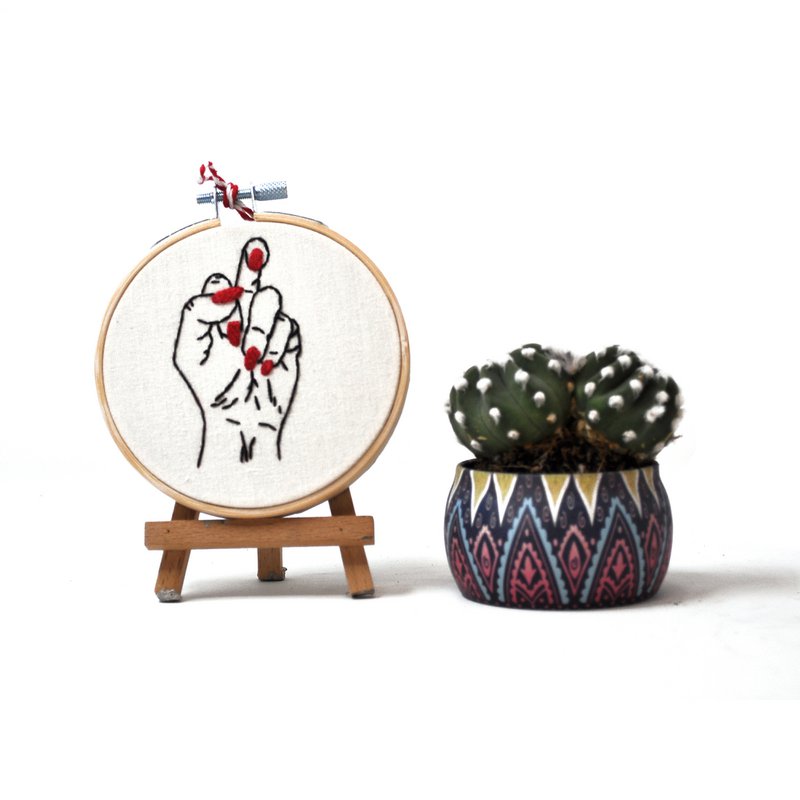 Handmade Embroidery Hoop Wall Art - F**K Design - Textile Wall Decoration (10/15cm)