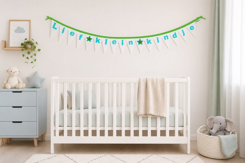 PukArt® | Ghirlanda Nascita in Feltro | Dolce bambino | Doppia faccia