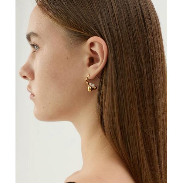 Asymmetrical Molten Pearl Earrings