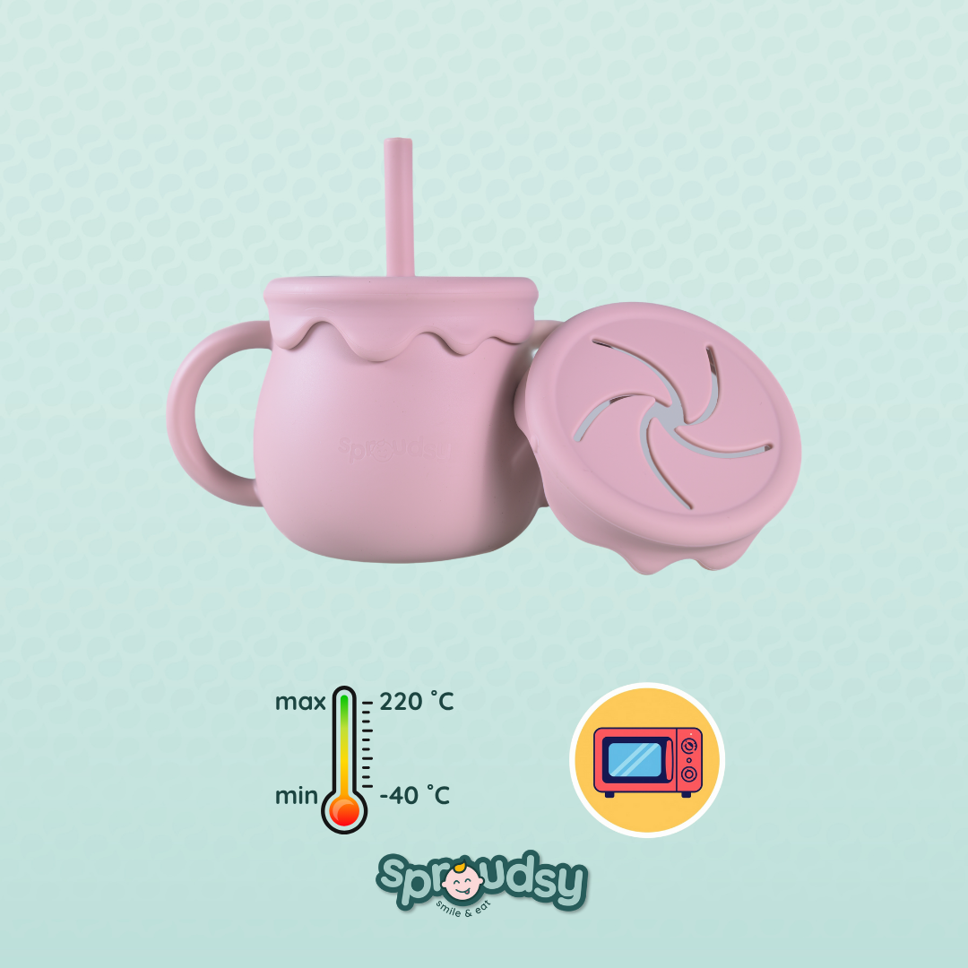 Tazza da allenamento per bebè con cannuccia – Nuvole
