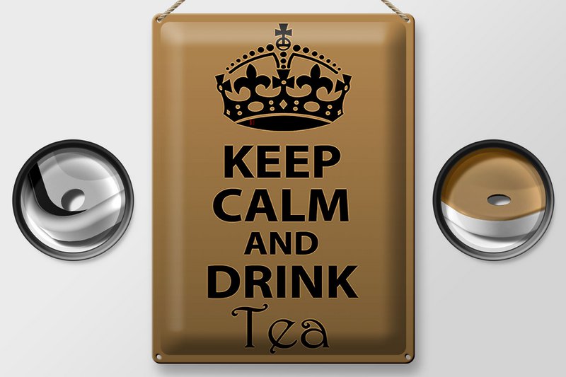 Blechschild Spruch 30x40cm Keep Calm and drink tea