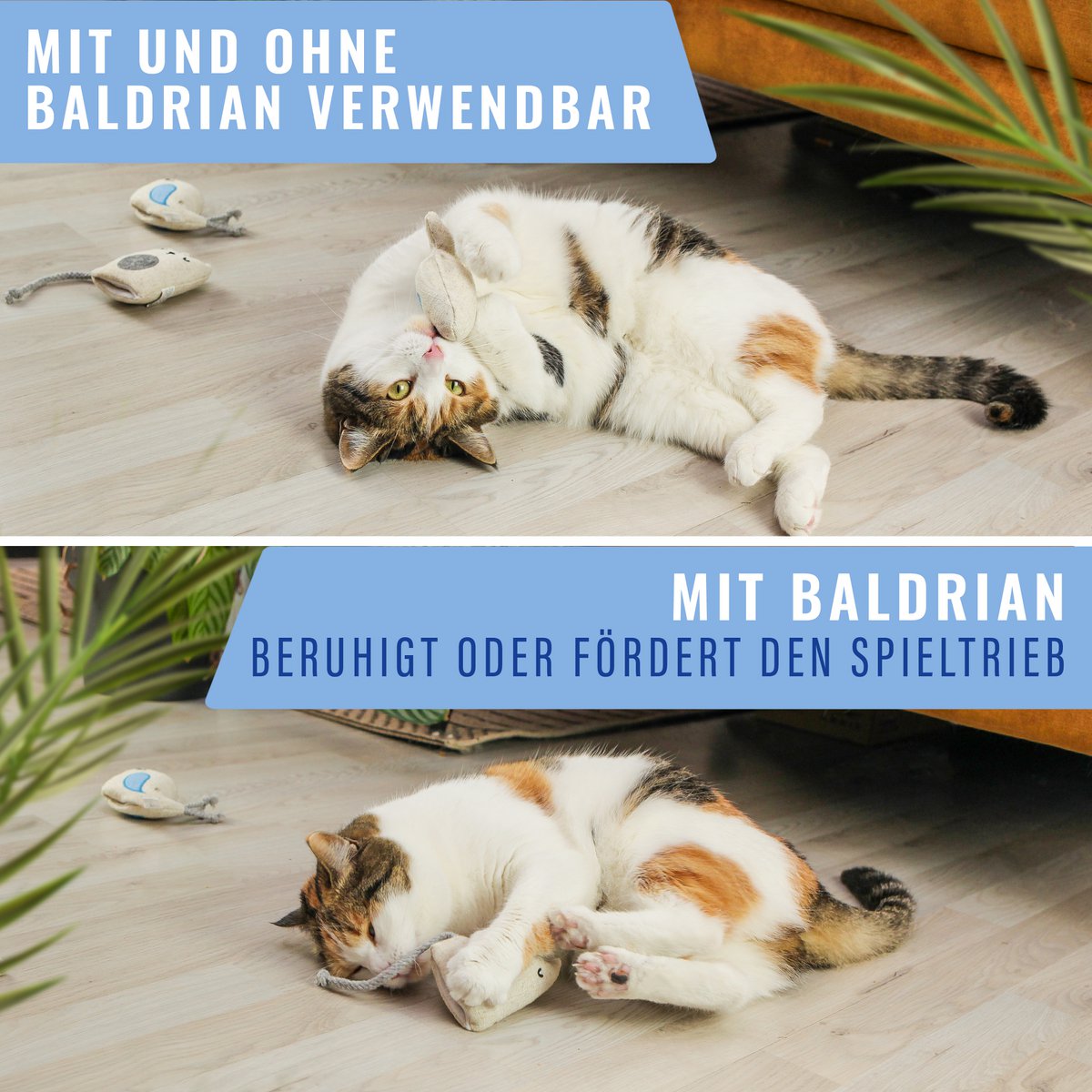 Ne & No® cat toys with valerian, 3 -series set play animals with 9 Baldian bag (1.5g each), refillable, can be reinstated