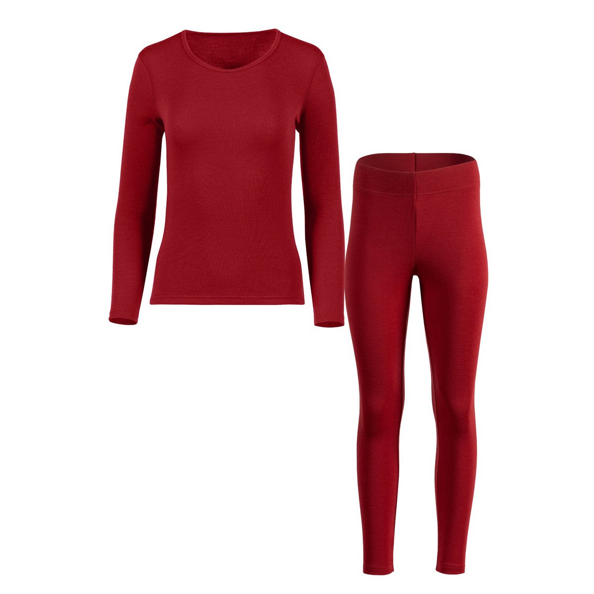 Conjunto Mujer Manga Larga y Leggings 250 Merino Royal Cherry