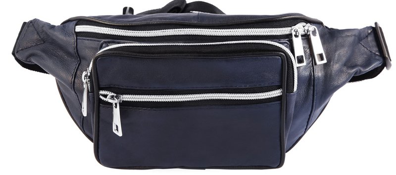 Steinmeister Hüfttasche/ Bauchtasche aus Echtleder, dunkelblau