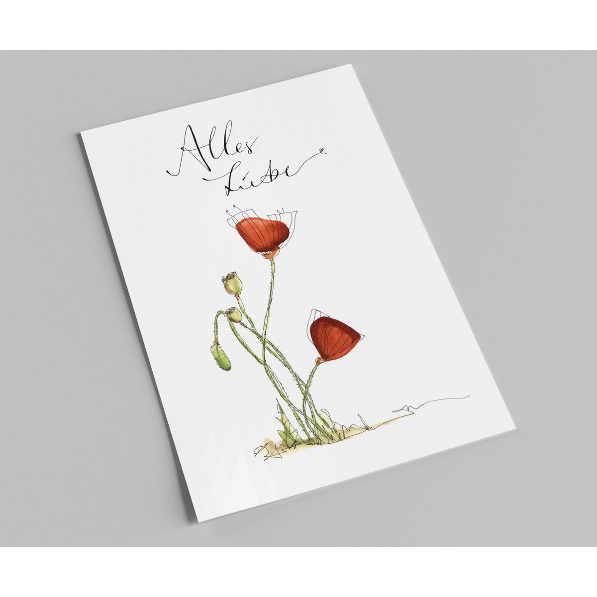 All the best postcard |  Gats poppy | Watercolor and hand lettering