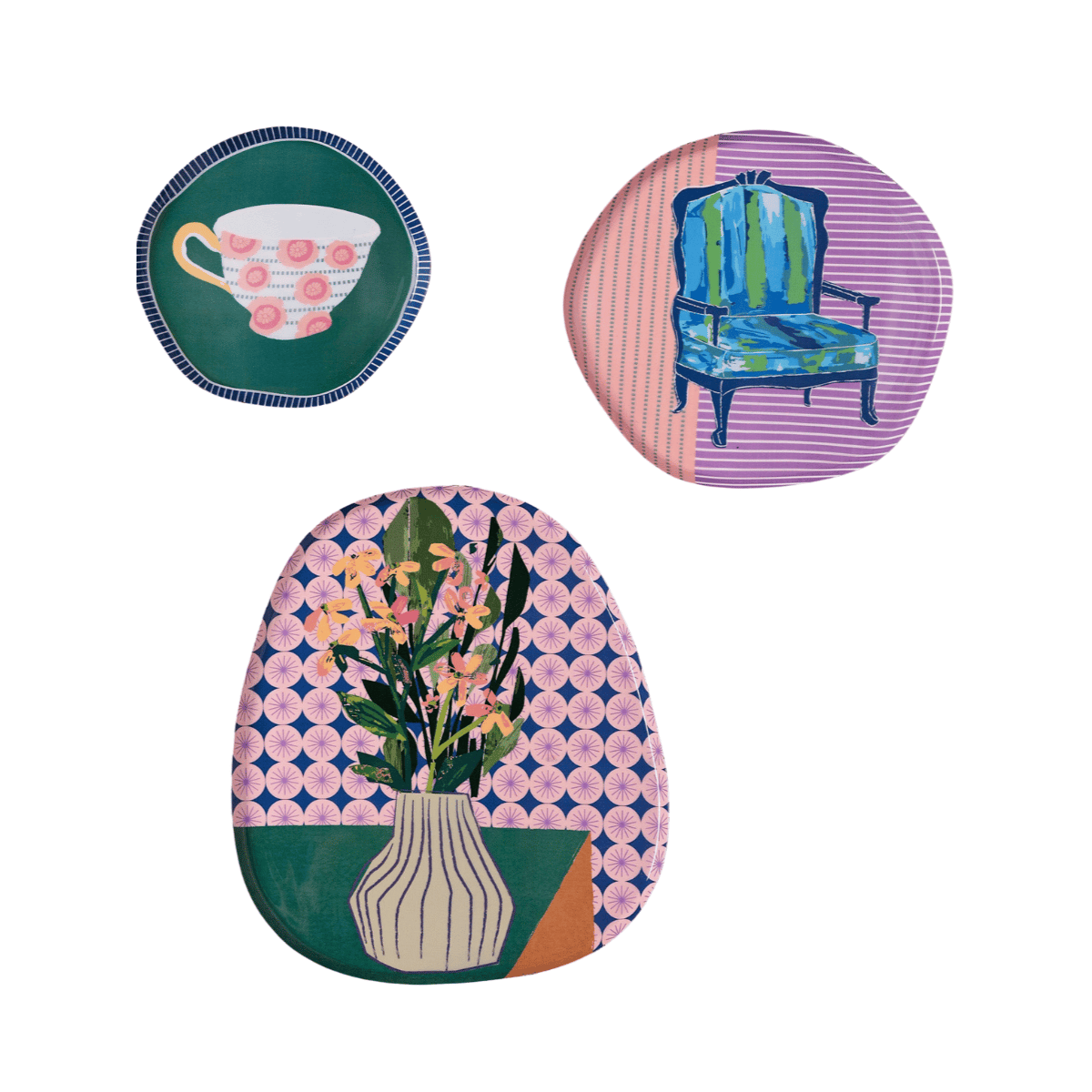 Wall Decor | Metal Plate Still Life Lightweight | Set of 3