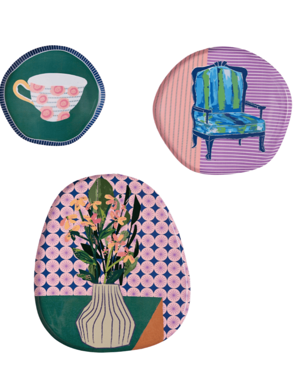 Wall Decor | Metal Plate Still Life Lightweight | Set of 3