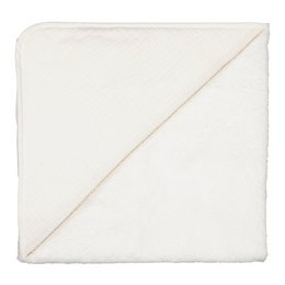 Soft, plush off-white bath cape for kids, made of absorbent terry cloth material.