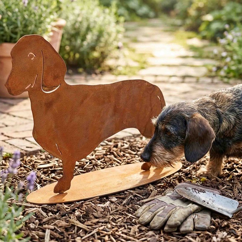 dog | Patina Dachshund Waldi | Animal figure made of rusty metal