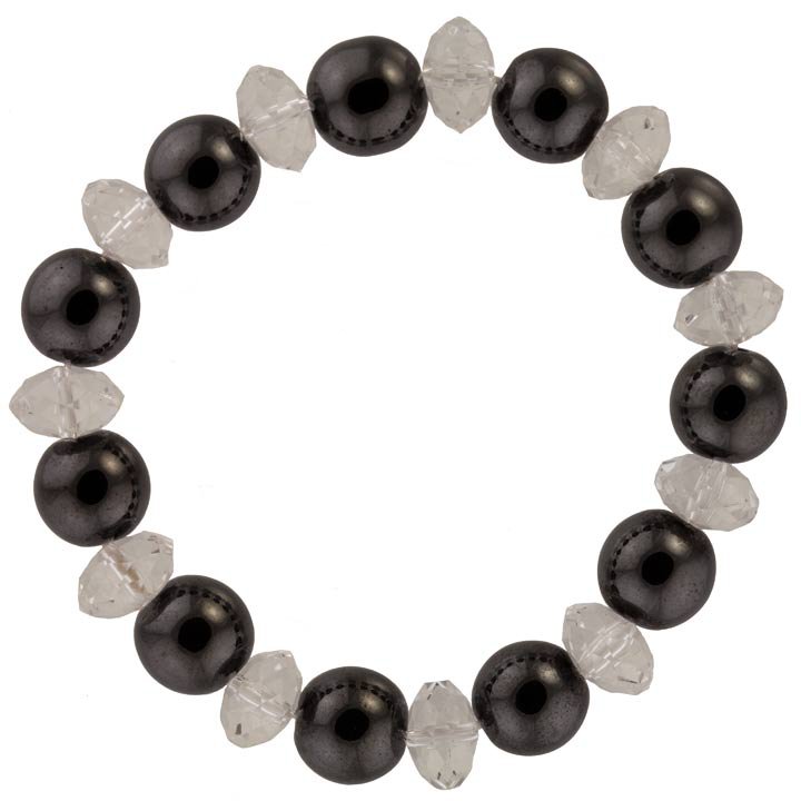 Hematite bracelet "Diamond", 10mm, clear
