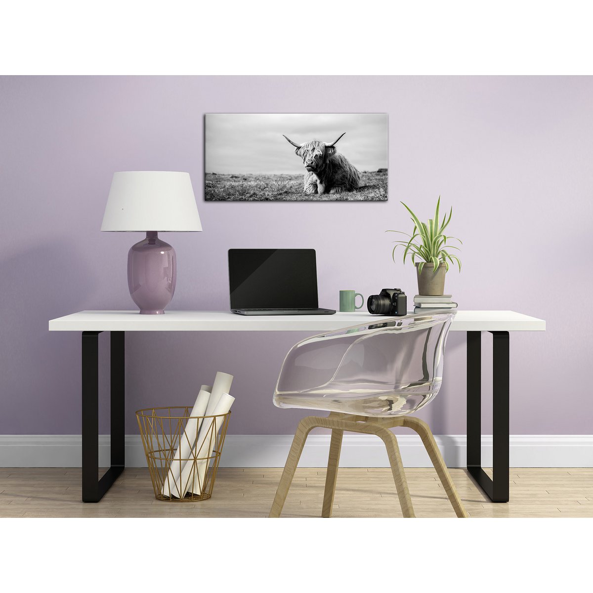 Muurfoto HOCHLANDRIND LIGGEND 33x70 cm - canvas foto spieraam decoratie modern