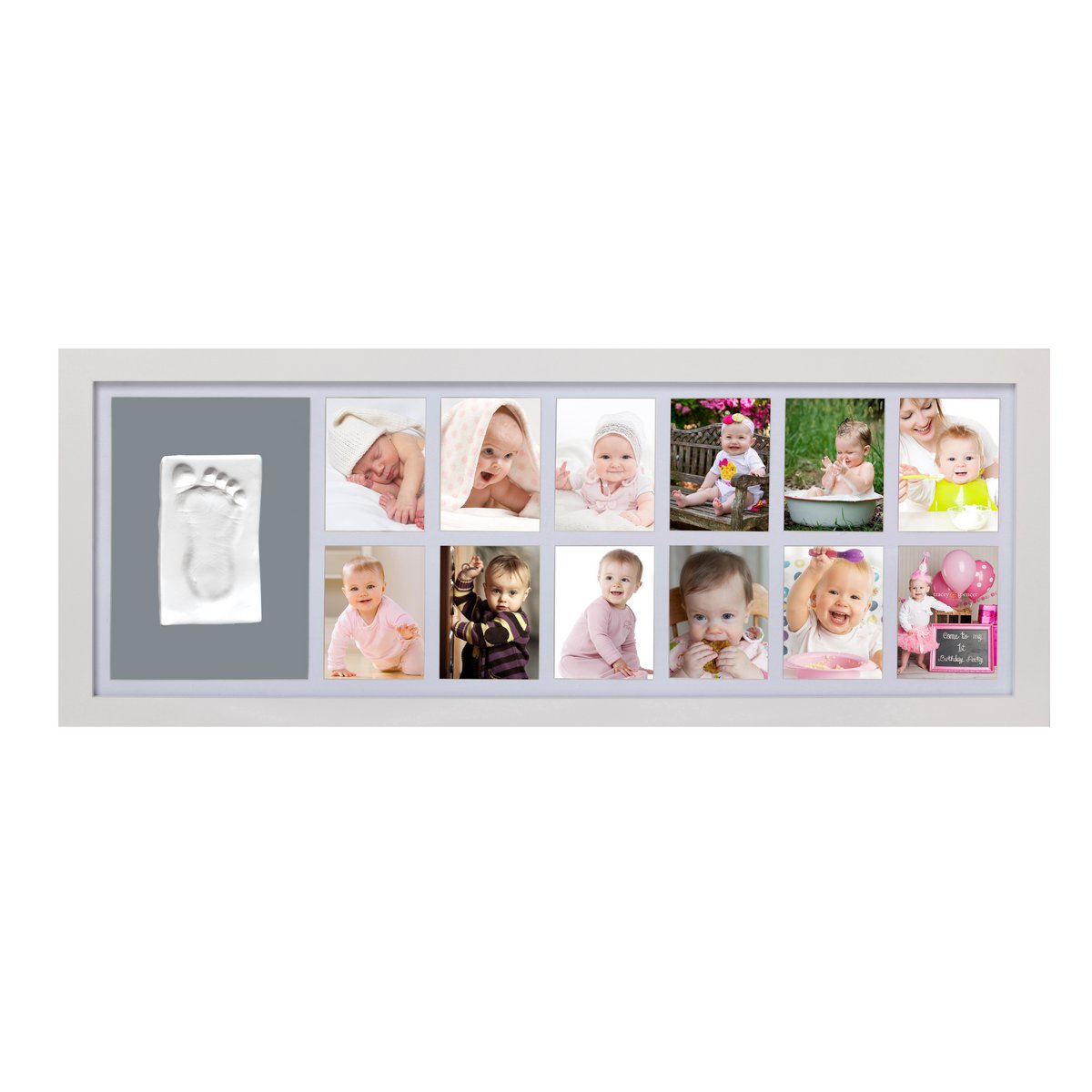 Adora Horizontal Frame – Baby Hand/Footprint & 12 Photos