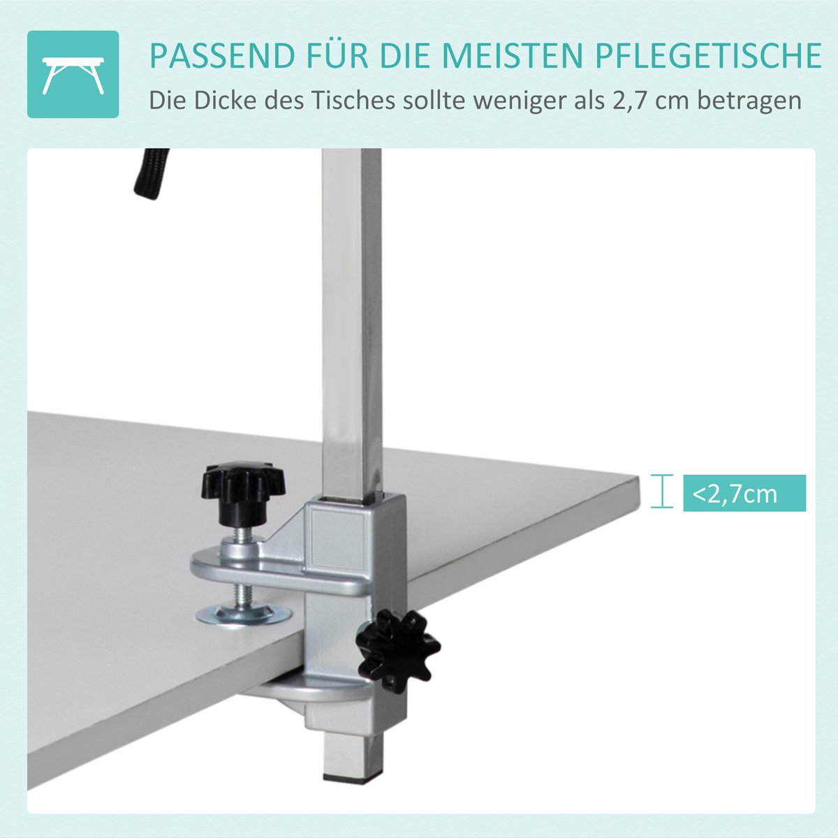 Trimming table for dogs, dog grooming table, foldable, pet grooming table with height-adjustable boom, slings, non-slip surface, shearing table up to 150 kg, 91.5 x 61.5 x 76 cm, black