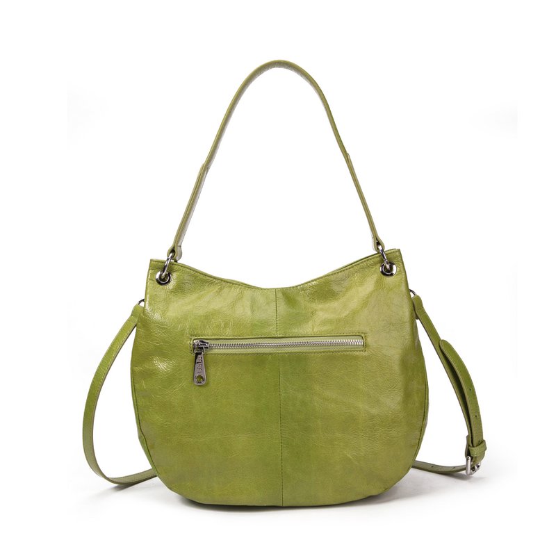 Zuurgroene hobo lederen tas