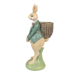 Rabbit statue 30 cm Brown Green Polyresin Easter decoration